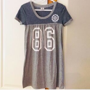 PINK Victoria's Secret Gray and Blue Striped Tee